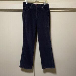Gloria Vanderbilt, gray/blue corduroy, high rise, straight leg jeans, size 10